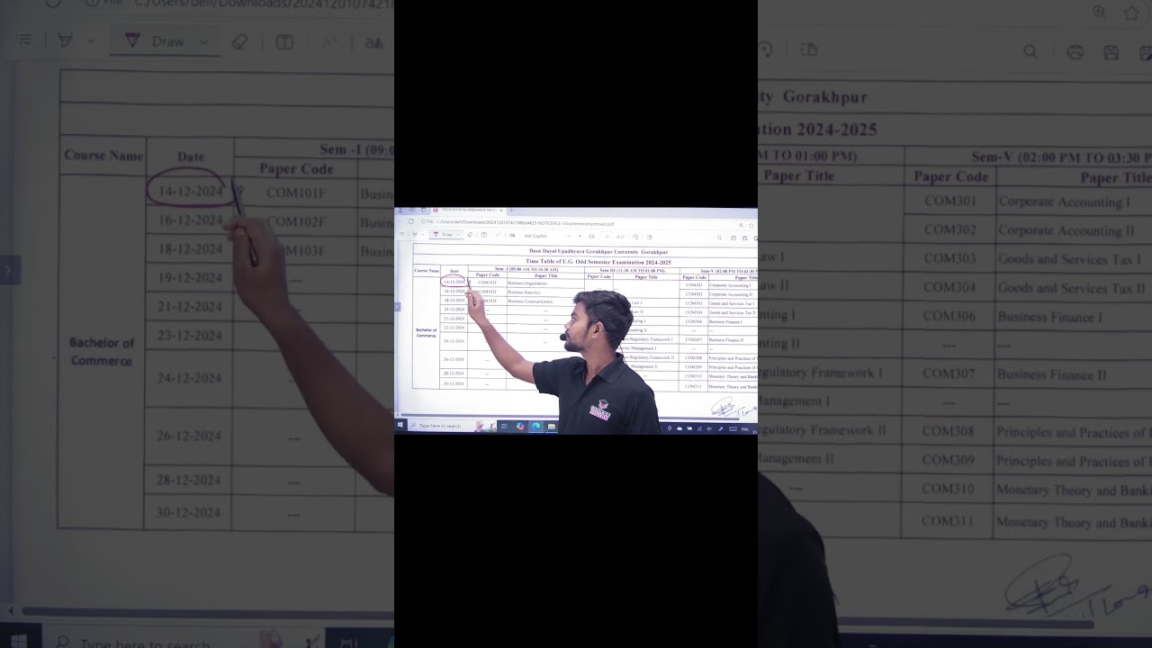 DDU Gorakhpur University B.Com Semester Exam date & time table आ गया है 1st, 2nd, 3rd Sem time table