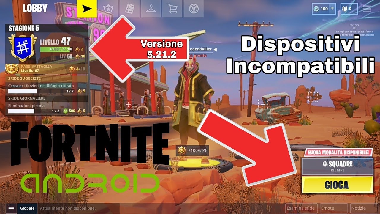 fortnite android su dispositivi non compatibili