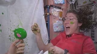 Astronauts on the International Space Station play with Nickelodeon slime - for science