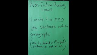 Nonfiction Reading- Lesson 3: locating the main idea