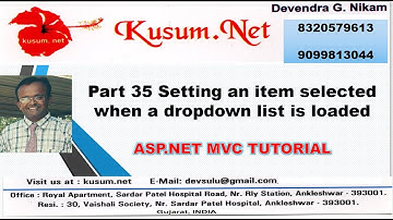 Part 35 Setting an item selected when a dropdown list is loaded || ASP.NET MVC TUTORIAL|| LEARN C#