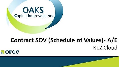 Create Contract Schedule of Values (SOV) AE, K-12 Cloud