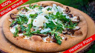 Пицца на закваске из 100% цельнозерновой муки с лесными грибами и сыром пармезан
