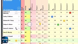 Gradebook frozen columns in iDoceo