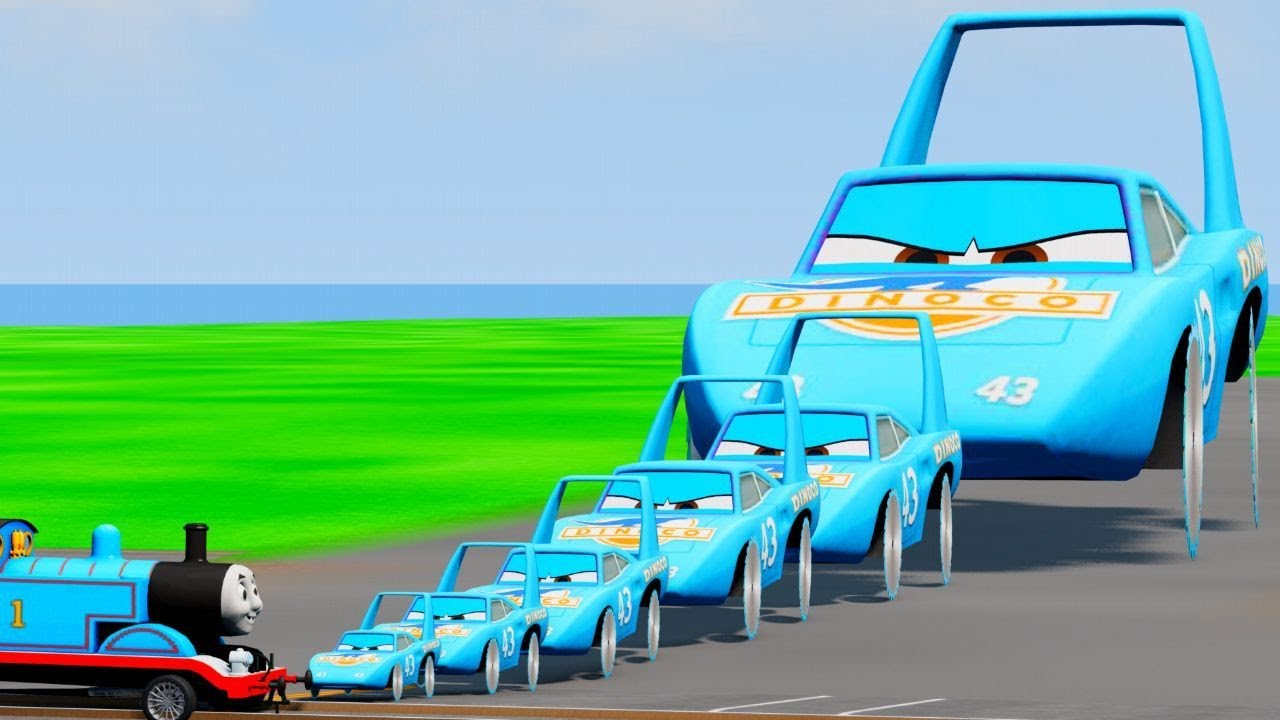 Big & Small King Dinoco McQueen Cars Vs Thomas Train The Tank Engine Vs Portal Vs Cars_beamng.drive