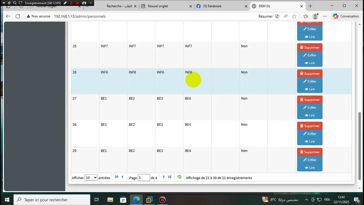 paramétrage de la  polyclinique ,partie2