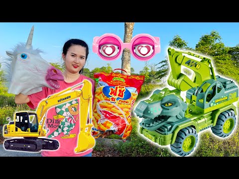 Video Changcady và máy xúc thi tìm đồ, tìm được đầu con ngựa... - youtube