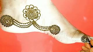 पैरों के लिए वेरी वेरी ब्यूटीफुल मेहंदी डिजाइन ज्वेलरी मेहंदी डिजाइन फॉर  फिट Feet  mehndi design