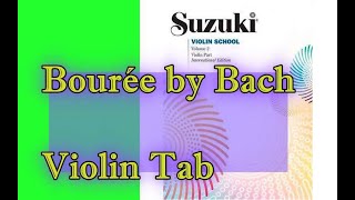 Bourée Bach Suzuki Vol 3 (música final do book 3) Violin Tab Tutorial #bouree #suzuki #violintab