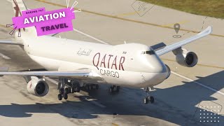 : THRILLING GIANT Aeroplane Landing!! Boeing 747 Qatar Airways Landing at Miami Airport