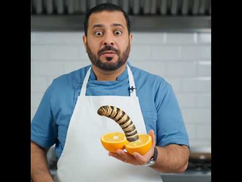 شصار لما الشيف قطع البرتقالة طلع منها شي مقزز البرتقالة فيديو غريب محتوى ترفيهي دودة