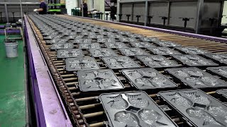 Taiyaki Fish-Shaped Cake Pan Mass Production Factory. Cast Iron Pan Manufacturing Process