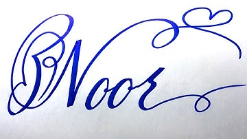 Noor Name Signature Calligraphy Status | How to Cursive write with cut Marker #noor @Noor