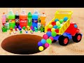 Dump Truck Marble Run Race ASMR with Toys Balls, Racing Cars & Coca Cola vs Mentos in Underground
