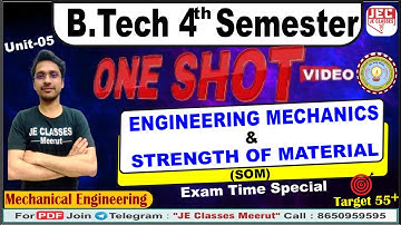 ENGINEERING MECHANICS & STRENGTH OF MATERIAL Mechanical Engg. B.Tech 4th Semester One Shot | UNIT-05