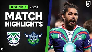 NRL 2024 | Warriors v Raiders | Match Highlights image