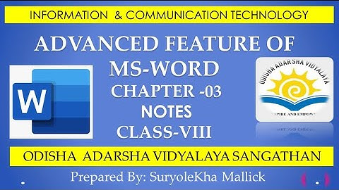 OAVS Class 8th Chapter 3 Notes(Ms-Word)#ICT # Chapter 3#Ms word#Oavs