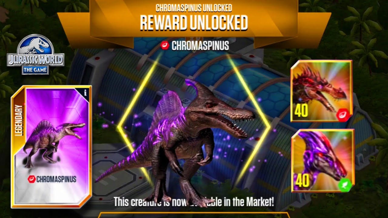 Unlock New Carnivore Hybrid Chromaspinus Max Level - Jurassic World The Game