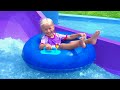Katya and Dima want to play with water toys and go to Aquapark