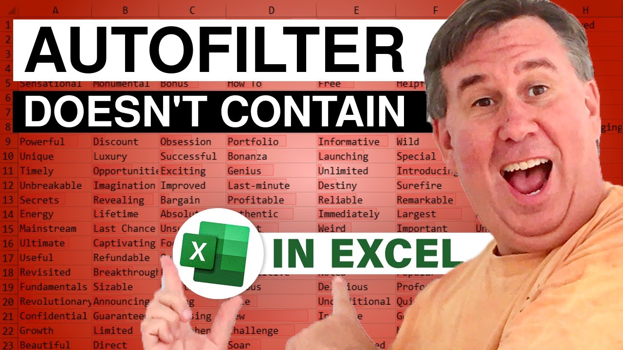 Excel Filter for Excel Records that Does not Contain Episode 571
