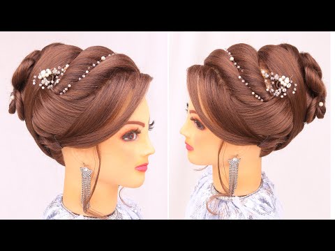 easy bridal juda hairstyle with front puff | messy bun hairstyle | high bun  hairstyle | hairstyle - YouTube