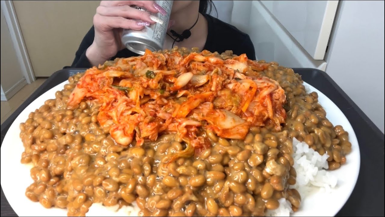 【ASMR 咀嚼音】お砂糖入り納豆ご飯！Rice with Natto！