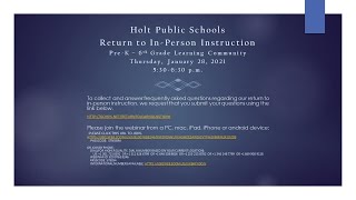 HPS Return to In-Person Instruction (TK-6 focus) - 1/28/2021