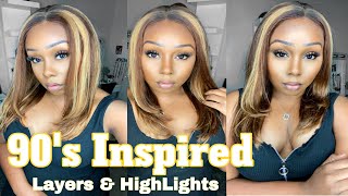 Sleek 90's Inspired Layers \& HighLights | 4x4 Closure Wig ft MsLynn Hair