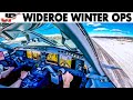 Wideroe cockpit e190e2  dash 8 winter ops into 14 airports