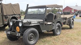 Korean War era m38 Jeep with M100 trailer detail walk around