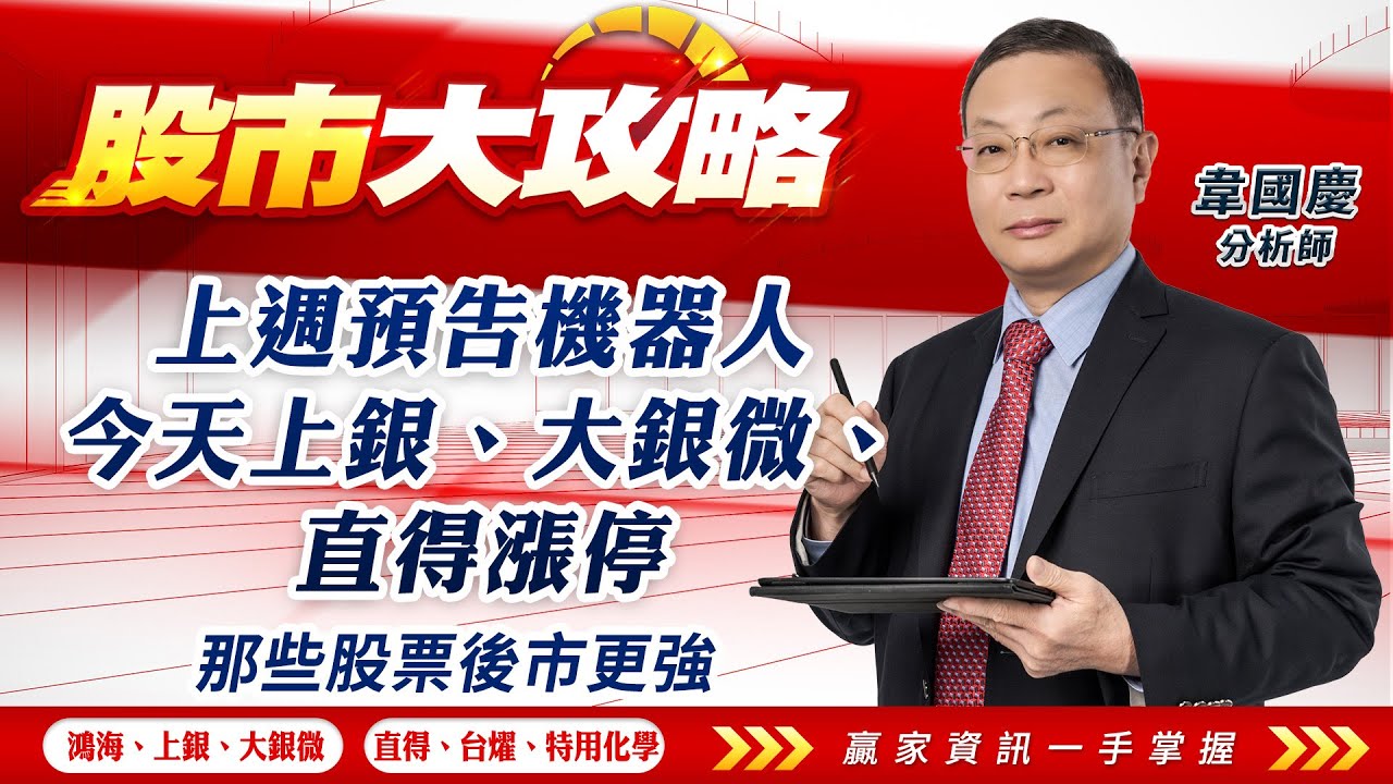 上週預告機器人 今天上銀、大銀微、直得漲停 那些股票後市更強｜股市大攻略 韋國慶 分析師｜20240325