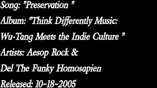 Aesop Rock & Del The Funky Homosapien - Preservation (Lyrics)*EXPLICIT