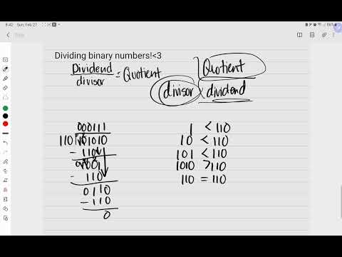 HOW TO DIVIDE BINARY NUMBERS