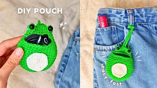 Crochet No-sew Frog Pouch🐸Easiest Tutorial Ever👌Crochet Pouch Pattern | Bag Charm