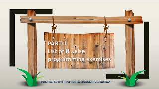 Control struct Part I Programs