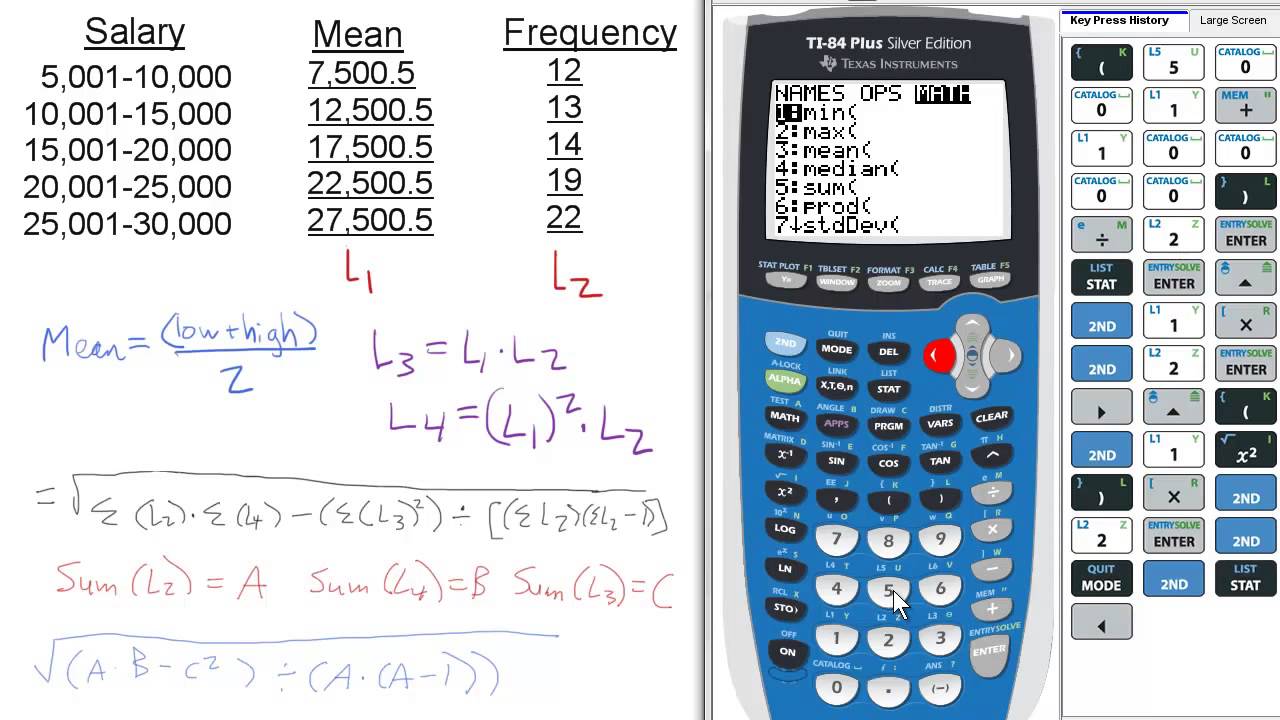 Standard Deviation From Frequency Distribution Midterm 15 TI 84 