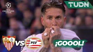 ¡SERGIO RAMOS! ¡GOOL de Sevilla! | Sevilla 1-0 PSV | UEFA Champions League 23/24 | TUDN