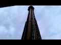 Girl freaked on the Giant Drop
