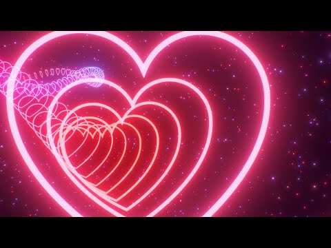 Pretty Pink And Lavender Love Heart Shaped Curved Neon Glowing Tunnel 4K Motion Background For Edits
