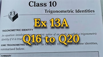 Ex 13A Q16 to Q20 Class 10 |  Trigonometric Identities | RS Aggarwal | CBSE | Rajmith Study