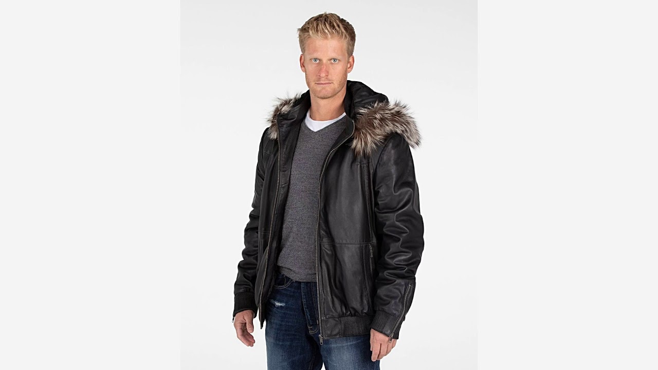 Men's Faux Fur Hooded Leather Jacket - Discounted! Men's Faux Fur Hooded Leather Jacket - Discounted!
