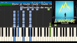 Soprano - Roule - Karaoke / Piano synthesia tutorial (+ lyrics & Sheet music) chords