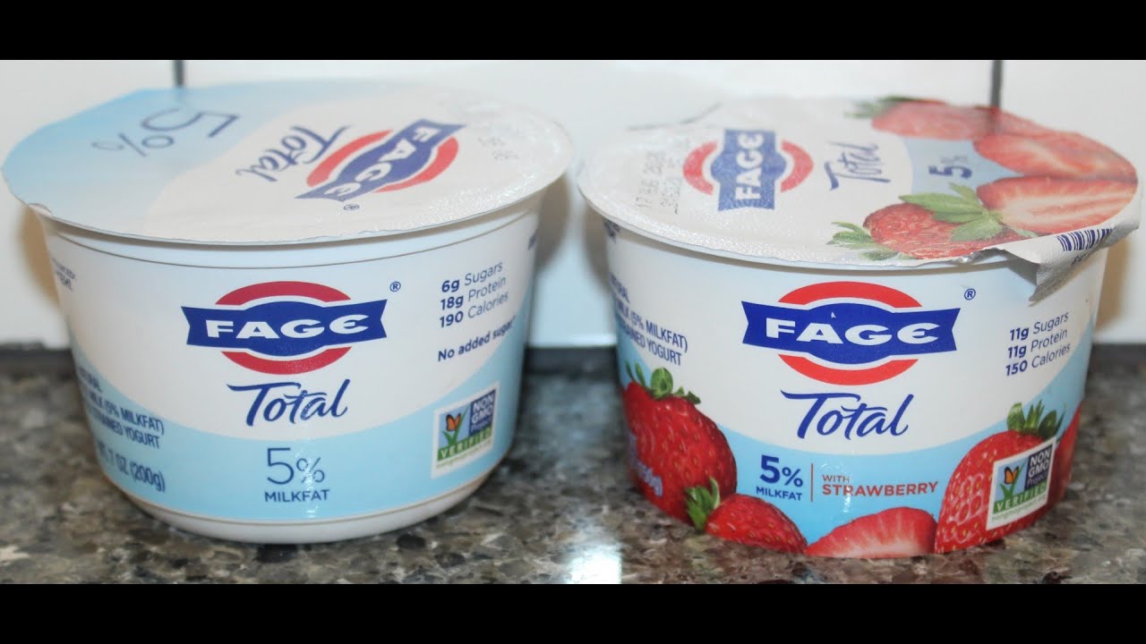 Fage Total 5 Milkfat Yogurt Original and with Strawberry Review YouTube