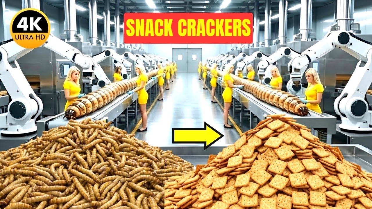 Inside Factory: HOW 5,000,000 Mealworms Are Crushed Down to Make CRACKERS 