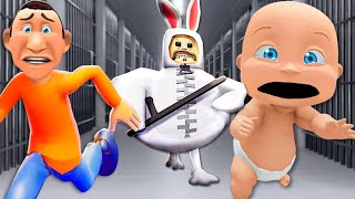 Baby & Daddy Escapes EASTER BUNNY PRISON!