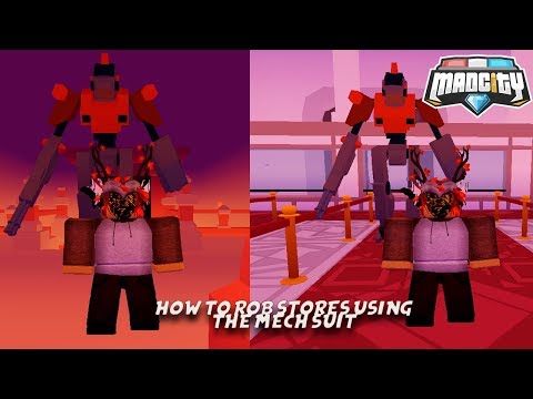 How To Rob Stores Using The Mech Suit Roblox Mad City Glitch Youtube - robot super suit roblox