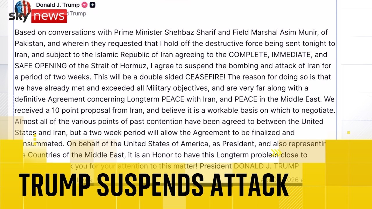 Trump agrees to suspend bombing Iran for two weeks