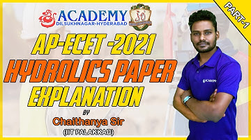 AP ECET 2021 HYDROLICS PAPER EXPLAINATION | SREE ACADEMY | PART-1| CHAITHANYA SIR