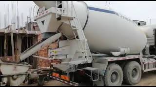 The concrete mixer and pump working video