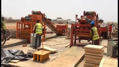 QTJ4-26 semi-automatic concrete hollow block making machine(double)working in Ethiopia